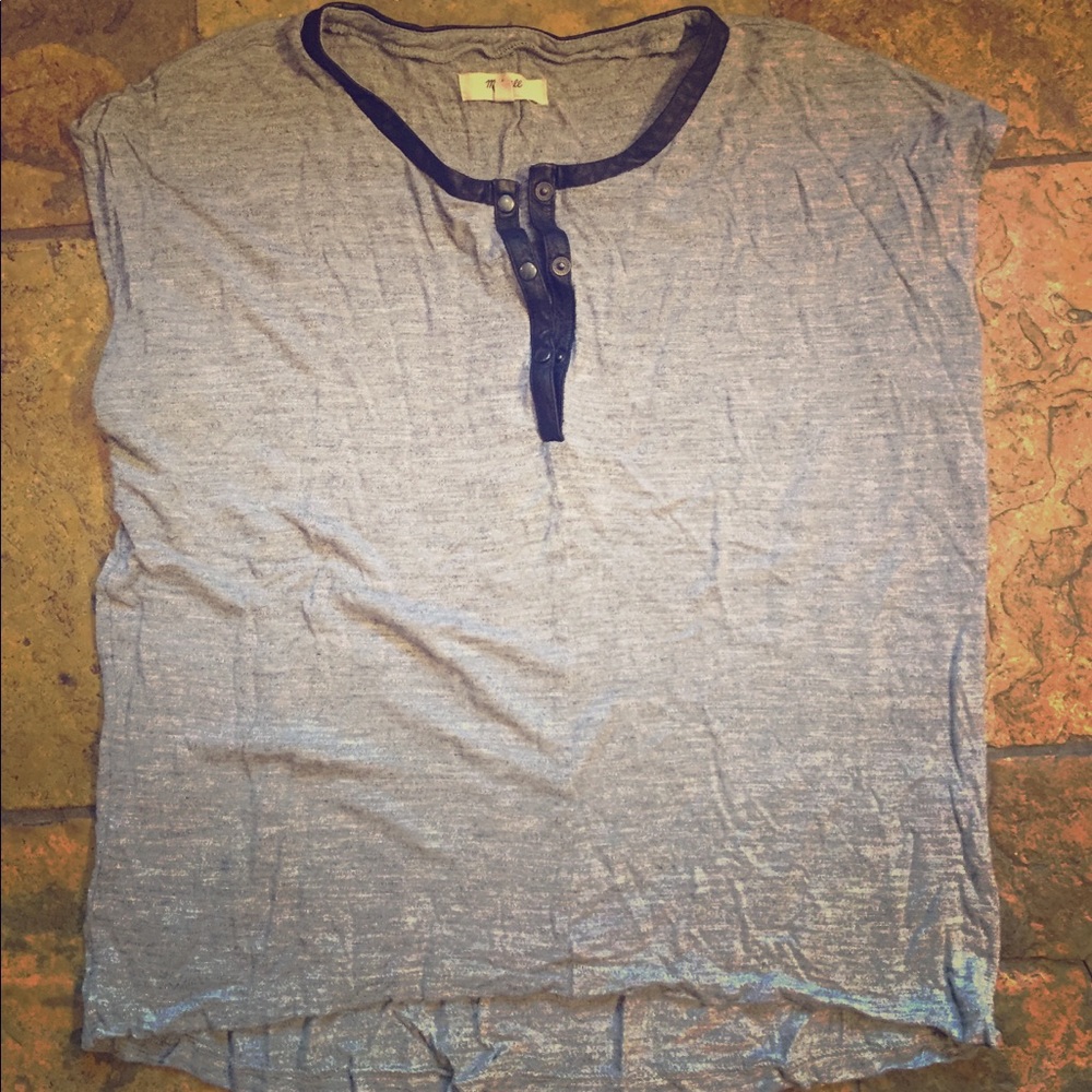 GUC Madewell Leather-Trimmer Top